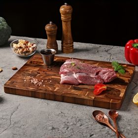 1pc Large Acacia Wood Cutting Board - Heavy-Duty Wood Butcher Block, Double-Sided Wood Chopping Board Suitable for Meat, Vegetables, Fruits