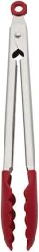 Silicone Stainless Steel Tongs, 12 Inch, Red
