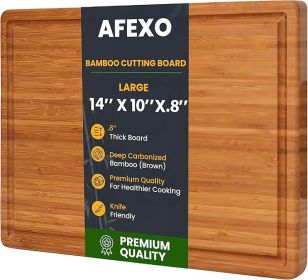 Bamboo cutting board for kitchen. Thick - Wooden cutting board with deep juice groove and side handles. Ideal Charcuterie & Chopping for Meat