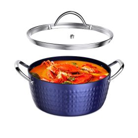 Casserole Dish; Induction Saucepan with Lid; 24cm/ 2.2L Stock Pots Non Stick Saucepan; Aluminum Ceramic Coating Cooking Pot - PFOA Free; Suitable