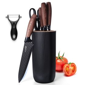 6-Piece Knife Set, Stainless Steel Black Professional Kitchen Knife Set for Chef, Super Sharp Knife Set with Universal Knife Block for Home Resta