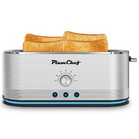 4-Slice Toaster, 7 Settings, Defrost, Reheat, Removable Crumb Tray, Full Body Stainless Steel Housing, Anti-Fingerprint, Anti-Jam, 1350W, Silver, (Option: KRT6061)