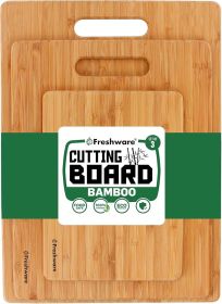 Bamboo Cutting Boards for Kitchen [Set of 3] Wood Cutting Board for Chopping Meat, Vegetables, Fruits, Cheese (Color: Natural)